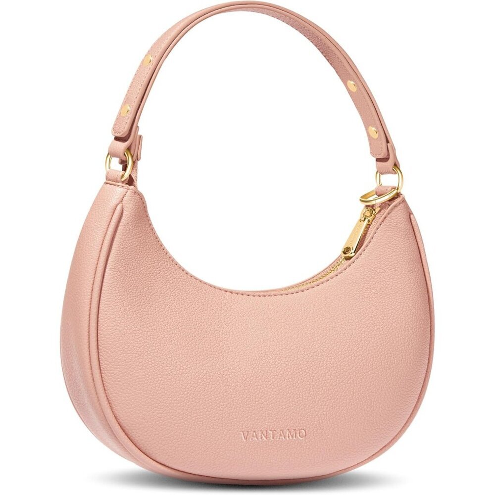 Ⓜ️Women's Blush Faux Leather Half Moon RFID Protection Crescent Clutch Purses